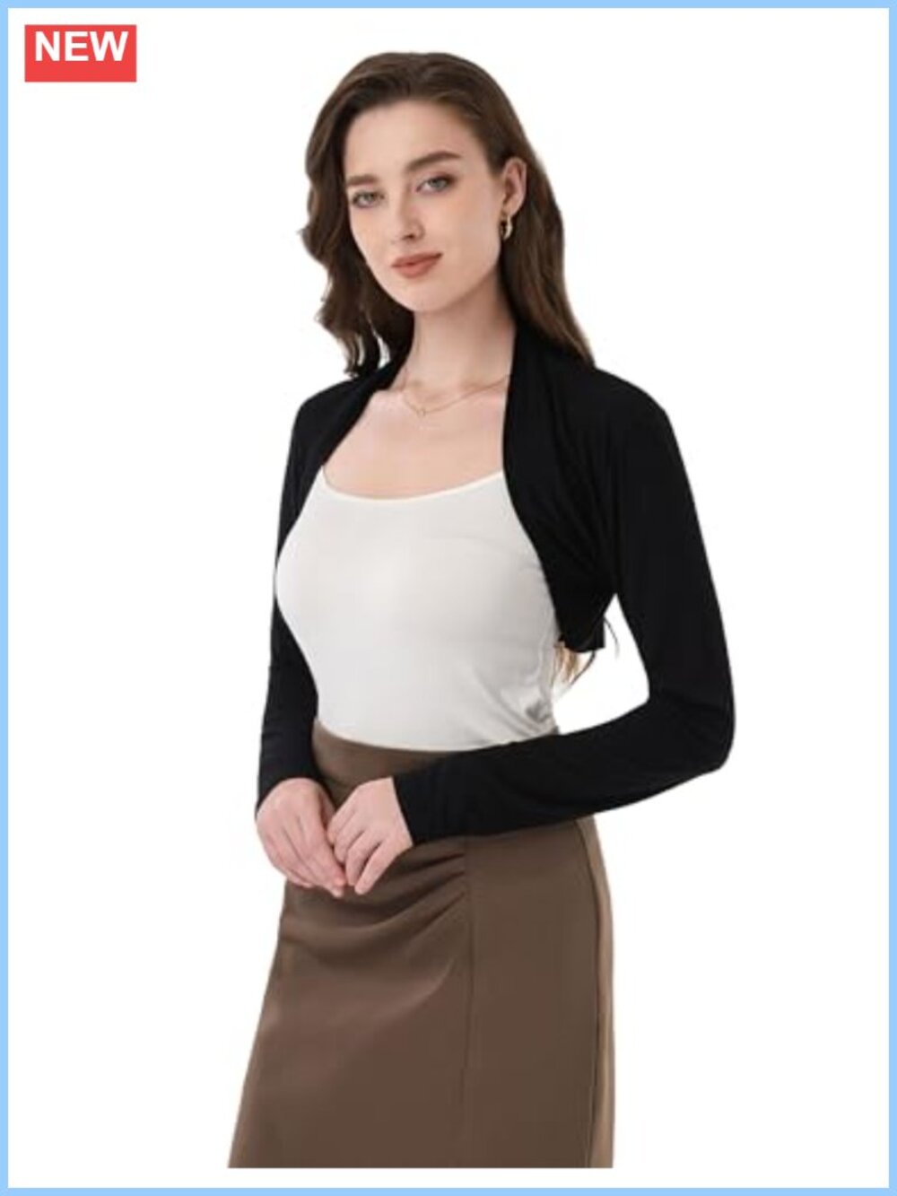 Women Modal Ruched Long Sleeve Bolero Shrug Cropped Open Front Cardigan